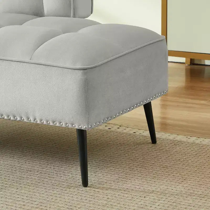 GDFStudio Lenee Causeuse en velours avec tablette pivotante à 360° et clous décoratifs