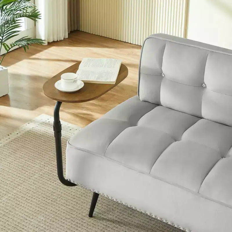 GDFStudio Lenee Causeuse en velours avec tablette pivotante à 360° et clous décoratifs