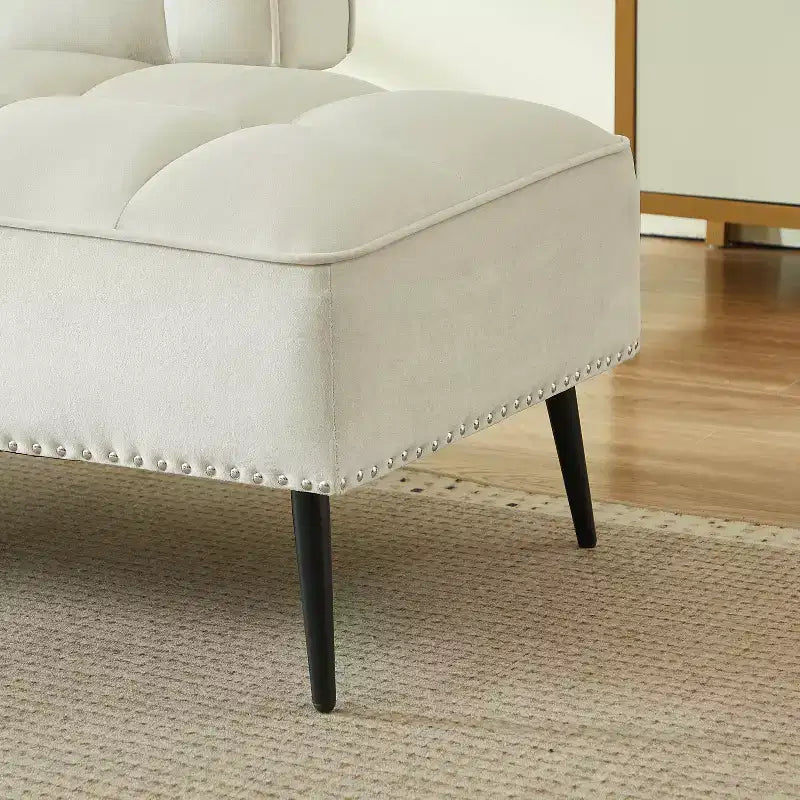 GDFStudio Lenee Causeuse en velours avec tablette pivotante à 360° et clous décoratifs