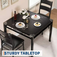 Ensemble table à manger avec chaises rembourrées, mobilier de cuisine compact et peu encombrant avec protections d'angle pour appartement, noir, 2+1