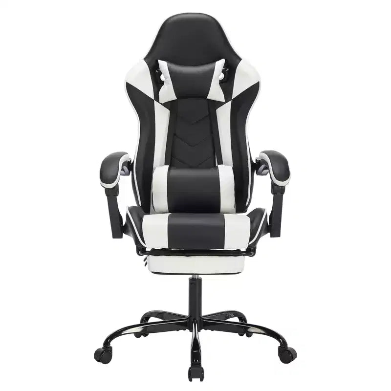 Chaise de jeu avec repose-pieds, chaise d'ordinateur ergonomique avec appuie-tête et support lombaire, chaise de jeu respirante et réglable en hauteur pour la maison et le bureau