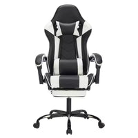 Chaise de jeu avec repose-pieds, chaise d'ordinateur ergonomique avec appuie-tête et support lombaire, chaise de jeu respirante et réglable en hauteur pour la maison et le bureau