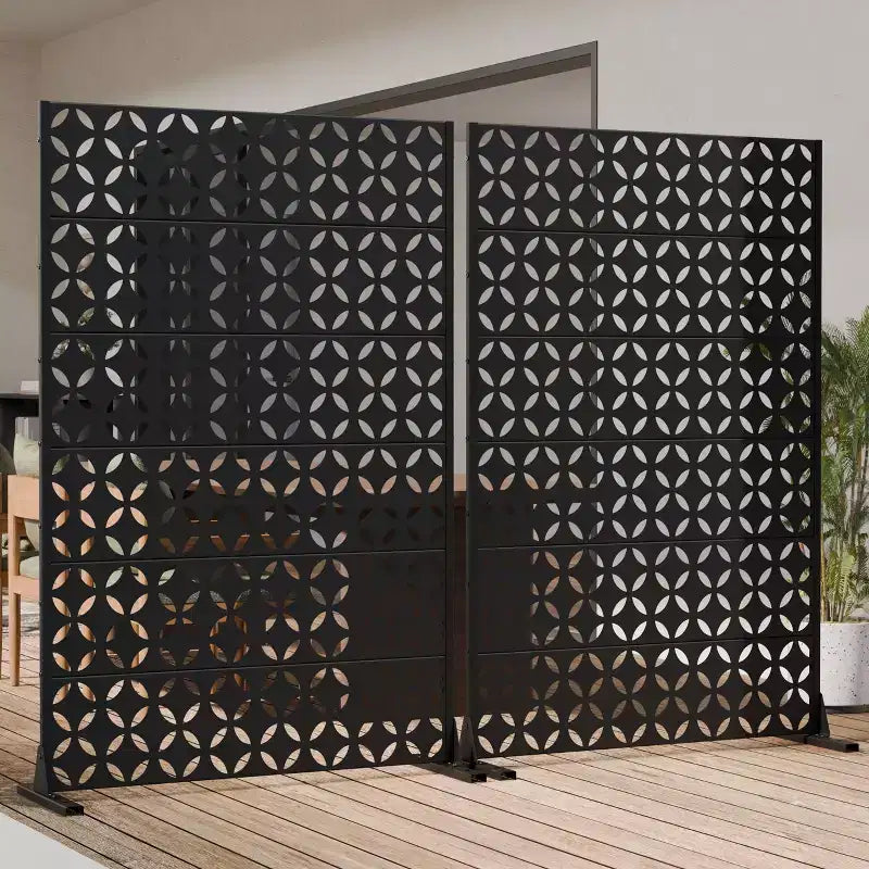PexFix Écran d'intimité extérieur métallique décoratif, clôture d'intimité au design ajouré, autoportant et mobile, cloison résistante aux intempéries pour patio et jardin