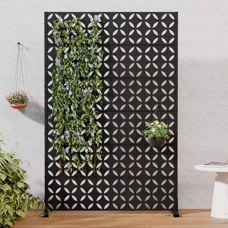 PexFix Écran d'intimité extérieur métallique décoratif, clôture d'intimité au design ajouré, autoportant et mobile, cloison résistante aux intempéries pour patio et jardin