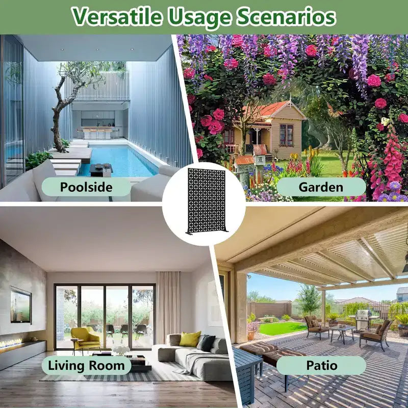PexFix Écran d'intimité extérieur métallique décoratif, clôture d'intimité au design ajouré, autoportant et mobile, cloison résistante aux intempéries pour patio et jardin