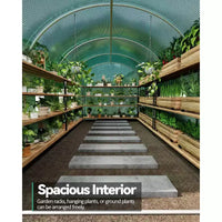 Serre tunnel avec porte, cadre en acier galvanisé avec 8 fenêtres de ventilation en maille, porte à enroulement avec fermeture éclair, bâche en PE durable pour légumes et fleurs