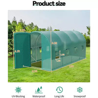 Serre tunnel avec porte, cadre en acier galvanisé avec 8 fenêtres de ventilation en maille, porte à enroulement avec fermeture éclair, bâche en PE durable pour légumes et fleurs