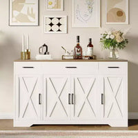 Buffet de ferme avec rangement – Grand buffet de cuisine de 140 cm avec 3 tiroirs, meuble bar à café en bois pour salle à manger et salon
