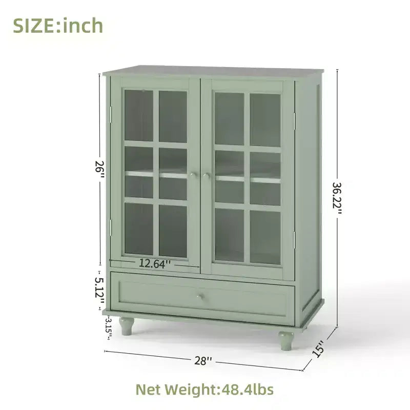 Buffet minimaliste FurnitureR avec portes vitrées et tiroir, armoire de rangement style ferme pour salle à manger, cuisine, salon, entrée