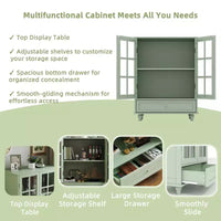 Buffet minimaliste FurnitureR avec portes vitrées et tiroir, armoire de rangement style ferme pour salle à manger, cuisine, salon, entrée