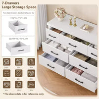 Commode 7 tiroirs pour chambre à coucher - Organisateur moderne en bois avec poignées métalliques pour salon, placard, entrée