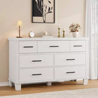 Commode 7 tiroirs pour chambre à coucher - Organisateur moderne en bois avec poignées métalliques pour salon, placard, entrée