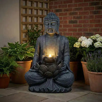 GDFStudio Noel Fontaine d'eau Bouddha méditant style zen 28 à 2 niveaux avec pompe