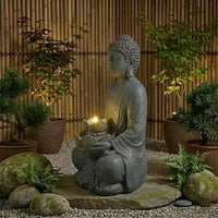 GDFStudio Noel Fontaine d'eau Bouddha méditant style zen 28 à 2 niveaux avec pompe