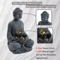 GDFStudio Noel Fontaine d'eau Bouddha méditant style zen 28 à 2 niveaux avec pompe