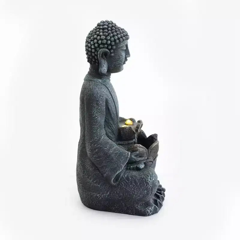 GDFStudio Noel Fontaine d'eau Bouddha méditant style zen 28 à 2 niveaux avec pompe