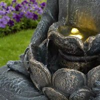 GDFStudio Noel Fontaine d'eau Bouddha méditant style zen 28 à 2 niveaux avec pompe