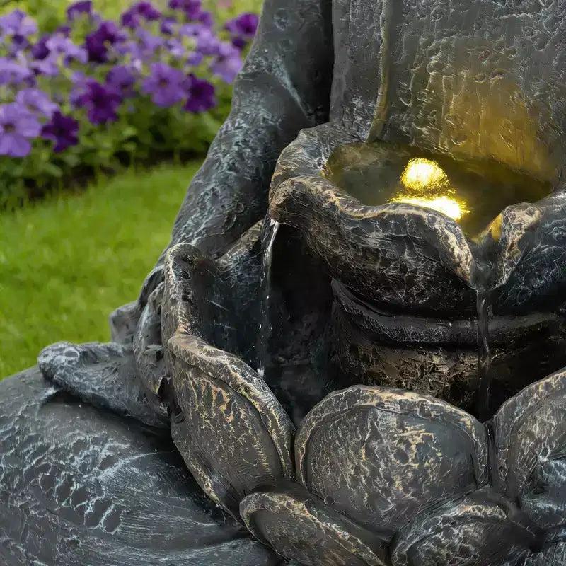 GDFStudio Noel Fontaine d'eau Bouddha méditant style zen 28 à 2 niveaux avec pompe