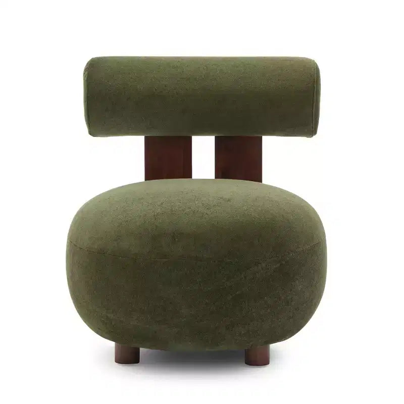 Fauteuil d'appoint sculptural en velours rembourré sur bois d'hévéa Christopher Knight Home Chariya avec dossier cylindrique