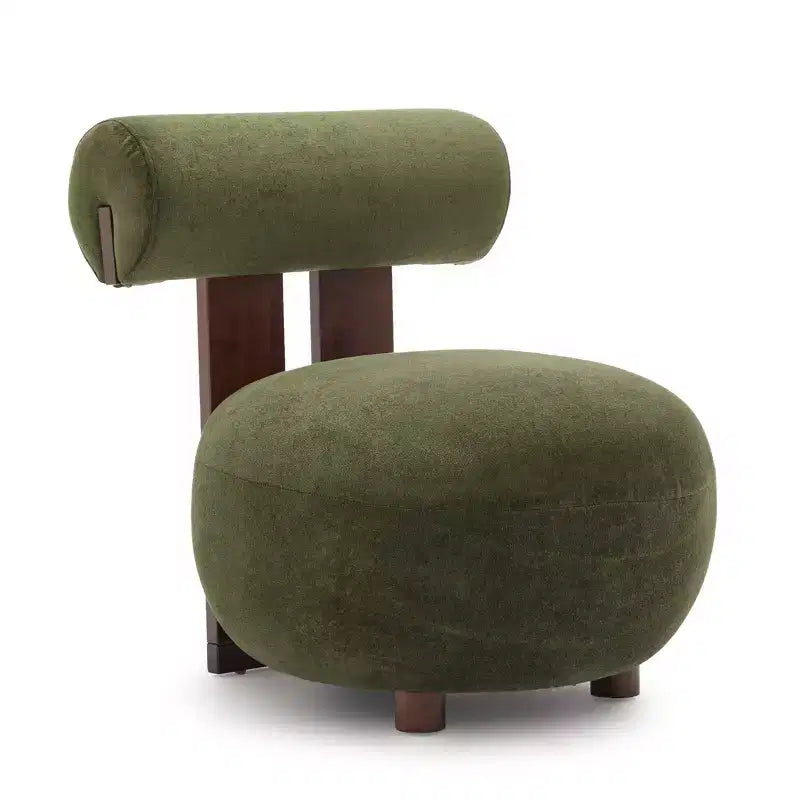 Fauteuil d'appoint sculptural en velours rembourré sur bois d'hévéa Christopher Knight Home Chariya avec dossier cylindrique