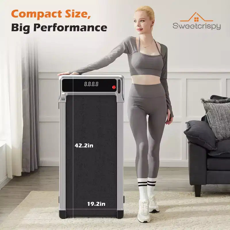Tapis de course compact sans bras JIONJOY : Marcheur silencieux sous le bureau pour petits espaces, mince et portable - Idéal pour le bureau à domicile et l'entraînement en appartement