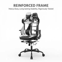 Chaise gaming LauKingdom avec repose-pieds, chaise gamer ergonomique à dossier haut, appui-tête et lombaire réglables, cuir PU de style course pour le bureau et la maison