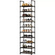 Étagère à chaussures métallique robuste 10 niveaux avec étagères en tissu amovibles, organiseur d'angle gain de place pour placard, entrée, salon