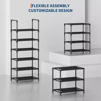 Étagère à chaussures métallique robuste 10 niveaux avec étagères en tissu amovibles, organiseur d'angle gain de place pour placard, entrée, salon
