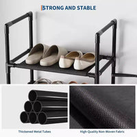 Étagère à chaussures métallique robuste 10 niveaux avec étagères en tissu amovibles, organiseur d'angle gain de place pour placard, entrée, salon