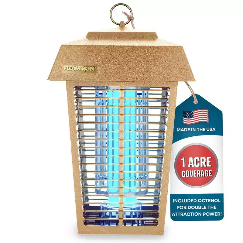 Destructeur d'insectes Flowtron 1 acre de couverture extérieure avec ampoule 40W et grille 5600V (Beige)