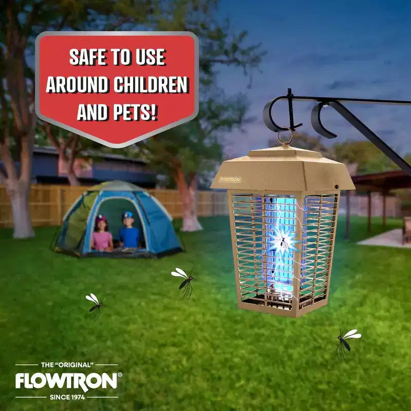 Destructeur d'insectes Flowtron 1 acre de couverture extérieure avec ampoule 40W et grille 5600V (Beige)