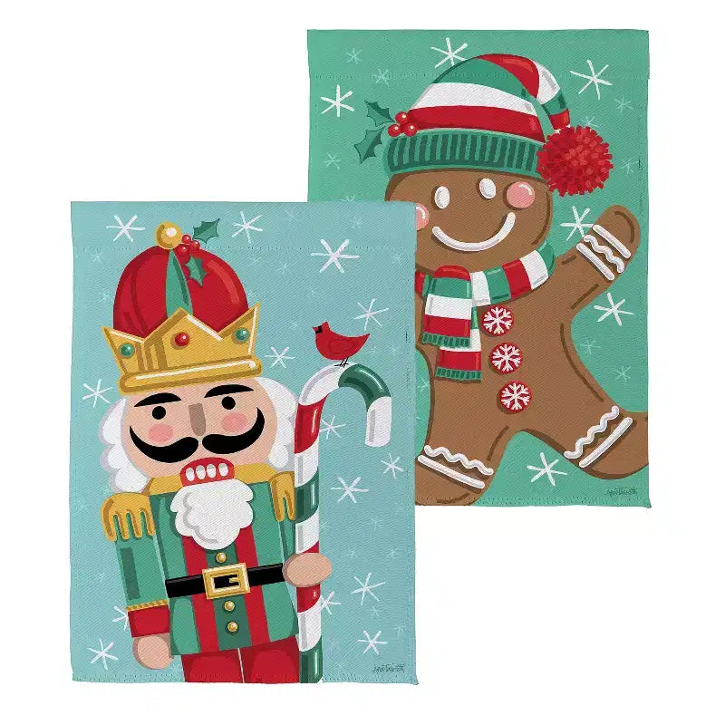 Christmas Icons Drapeau de maison réversible en suède