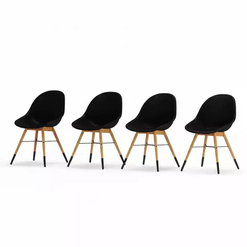 Amazonia Ensemble de 4 chaises de salle à manger de patio en résine recyclée et pieds en bois finition teck, noir