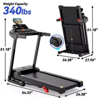 Tapis Roulant Inclinable à 12 % avec Poignée, Tapis Roulant Portable 3,45 CV pour la Maison, Tapis Roulant Pliable Supportant 154 kg, Tapis de Marche 3-en-1 Silencieux