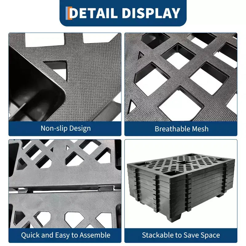Palettes en plastique emboîtables robustes, lot de 4/6/8 23.6x15.7x3.9 pouces, tapis de sol empilables imperméables