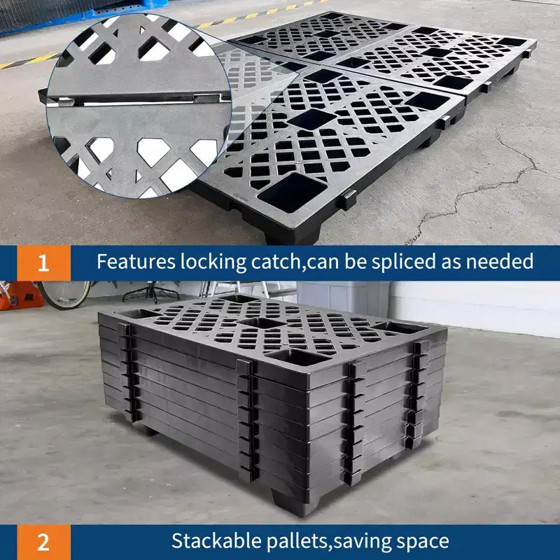 Palettes en plastique emboîtables robustes, lot de 4/6/8 23.6x15.7x3.9 pouces, tapis de sol empilables imperméables