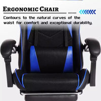 Chaise de jeu en cuir PU avec dossier inclinable et repose-pieds rétractable, chaise de bureau pivotante à dossier haut pour joueurs et bureau à domicile - Panipeachy