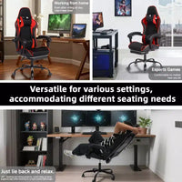 Chaise de jeu en cuir PU avec dossier inclinable et repose-pieds rétractable, chaise de bureau pivotante à dossier haut pour joueurs et bureau à domicile - Panipeachy