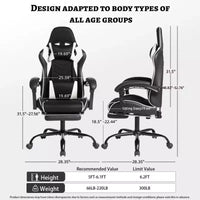 Chaise de jeu en cuir PU avec dossier inclinable et repose-pieds rétractable, chaise de bureau pivotante à dossier haut pour joueurs et bureau à domicile - Panipeachy