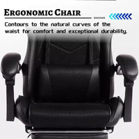 Chaise de jeu en cuir PU avec dossier inclinable et repose-pieds rétractable, chaise de bureau pivotante à dossier haut pour joueurs et bureau à domicile - Panipeachy
