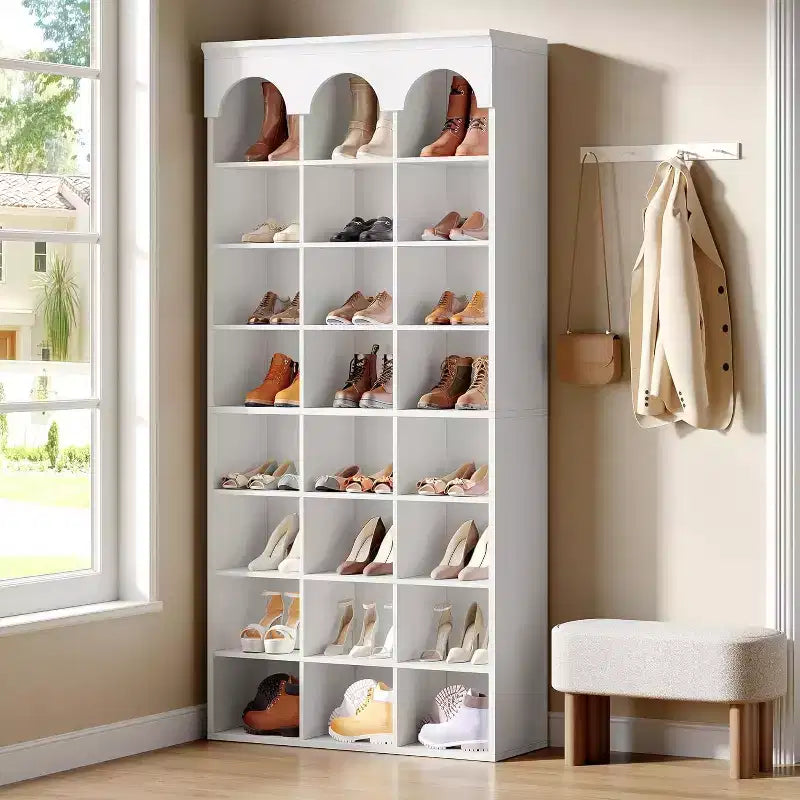 Armoire de rangement à chaussures Lantine, meuble à chaussures haut 70.87 avec casiers, organiseur de placard pour entrée, salon, casier élargi 9.65, blanc