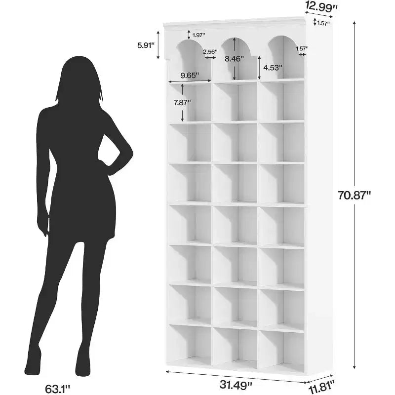 Armoire de rangement à chaussures Lantine, meuble à chaussures haut 70.87 avec casiers, organiseur de placard pour entrée, salon, casier élargi 9.65, blanc