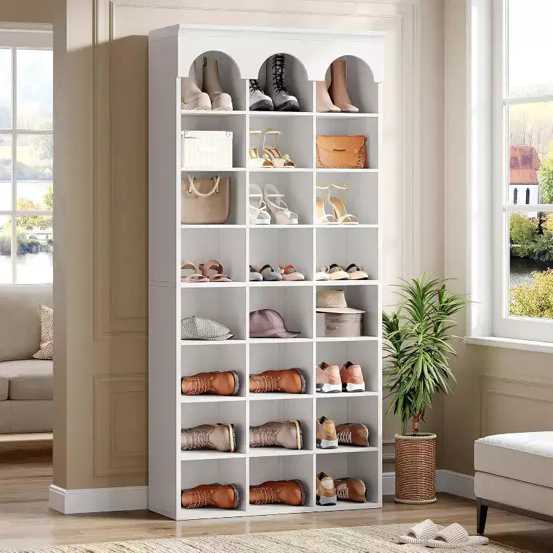 Armoire de rangement à chaussures Lantine, meuble à chaussures haut 70.87 avec casiers, organiseur de placard pour entrée, salon, casier élargi 9.65, blanc
