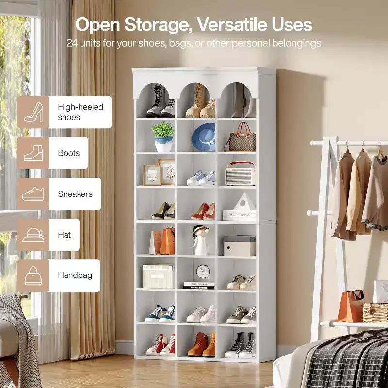 Armoire de rangement à chaussures Lantine, meuble à chaussures haut 70.87 avec casiers, organiseur de placard pour entrée, salon, casier élargi 9.65, blanc