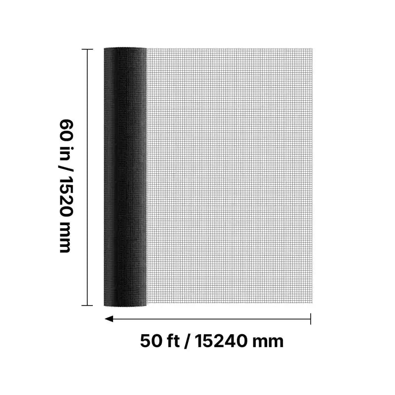 VEVOR Grillage métallique 152 cm x 15 m, Rouleau de treillis métallique galvanisé de calibre 19, maille de 1,27 cm, Grillage à poule en vinyle résistant aux intempéries, Noir