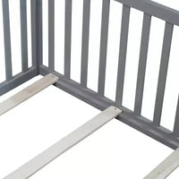 Lit et sommier Whisen Twin Floor avec barrières hautes, 6 lattes incluses, garde-corps de sécurité, sans porte