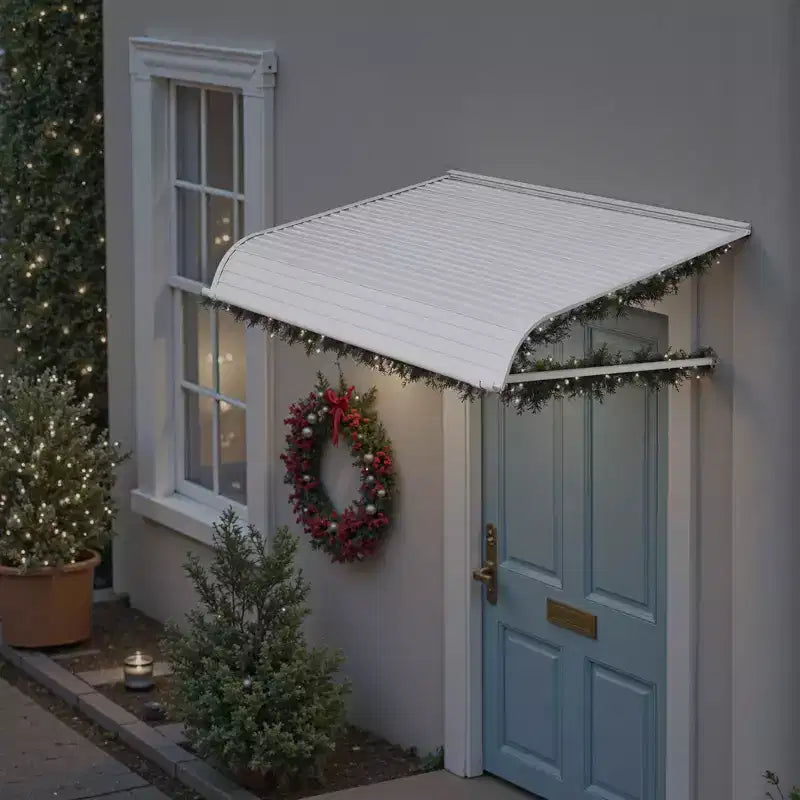 VEVOR Auvent en aluminium 48 x 42 po, auvent de fenêtre durable, auvent de porte, auvents extérieurs en aluminium légers et stables, blanc