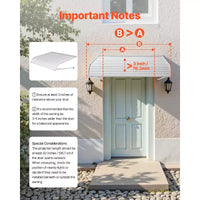 VEVOR Auvent en aluminium 48 x 42 po, auvent de fenêtre durable, auvent de porte, auvents extérieurs en aluminium légers et stables, blanc