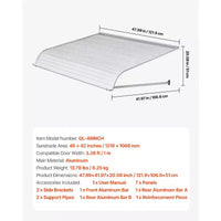 VEVOR Auvent en aluminium 48 x 42 po, auvent de fenêtre durable, auvent de porte, auvents extérieurs en aluminium légers et stables, blanc