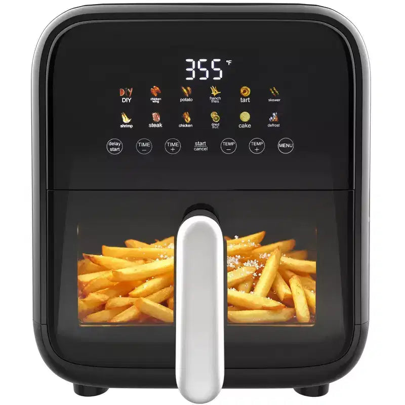NAYSAYE Friteuse à air de 7,1 litres Grande capacité Fenêtre visible Écran tactile Cuisinière de comptoir pour cuisine familiale, Noir, 11,54 x 16,42 x 13,5
